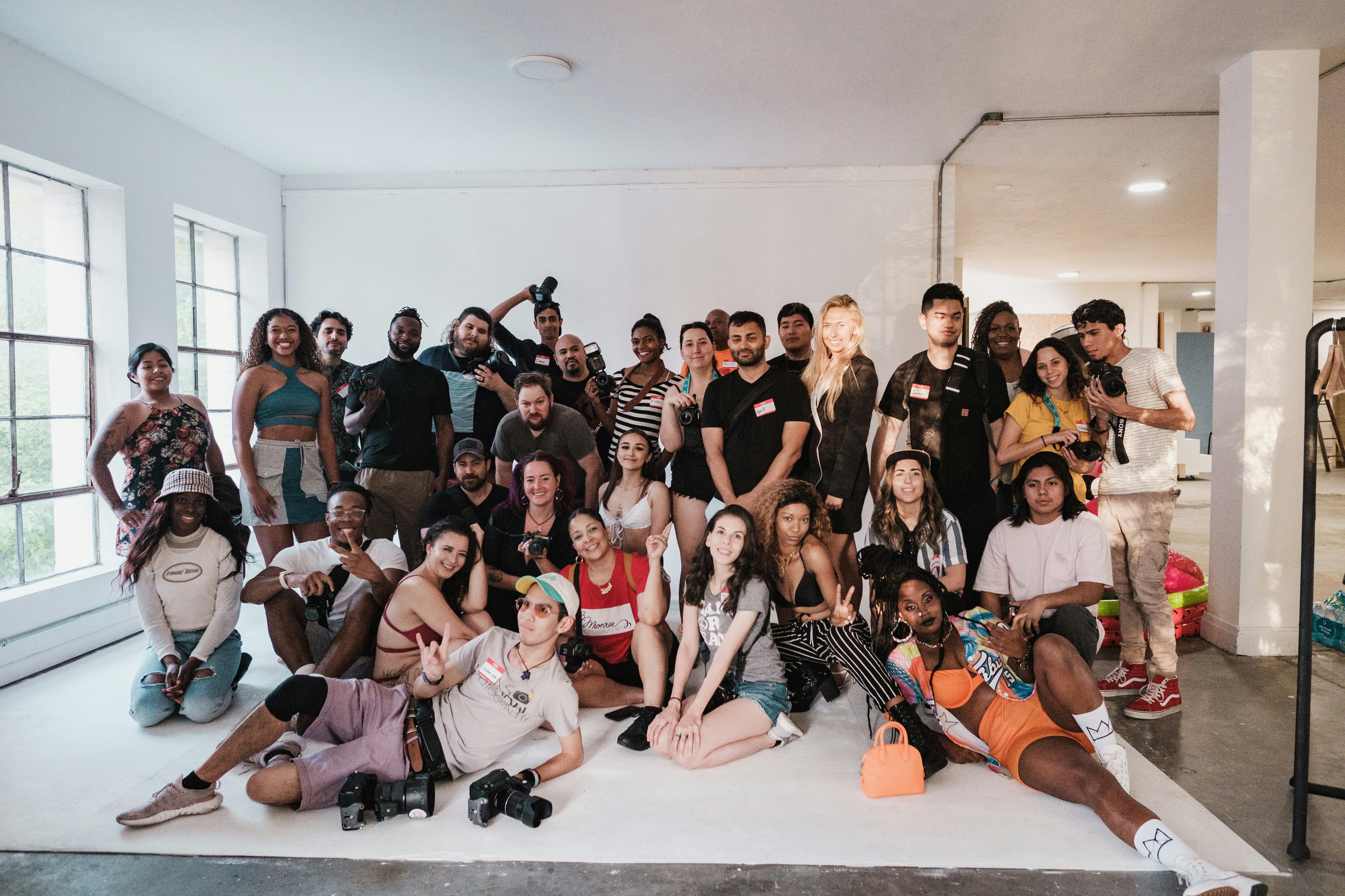 Diverse group of young adults at an indoor gathering
